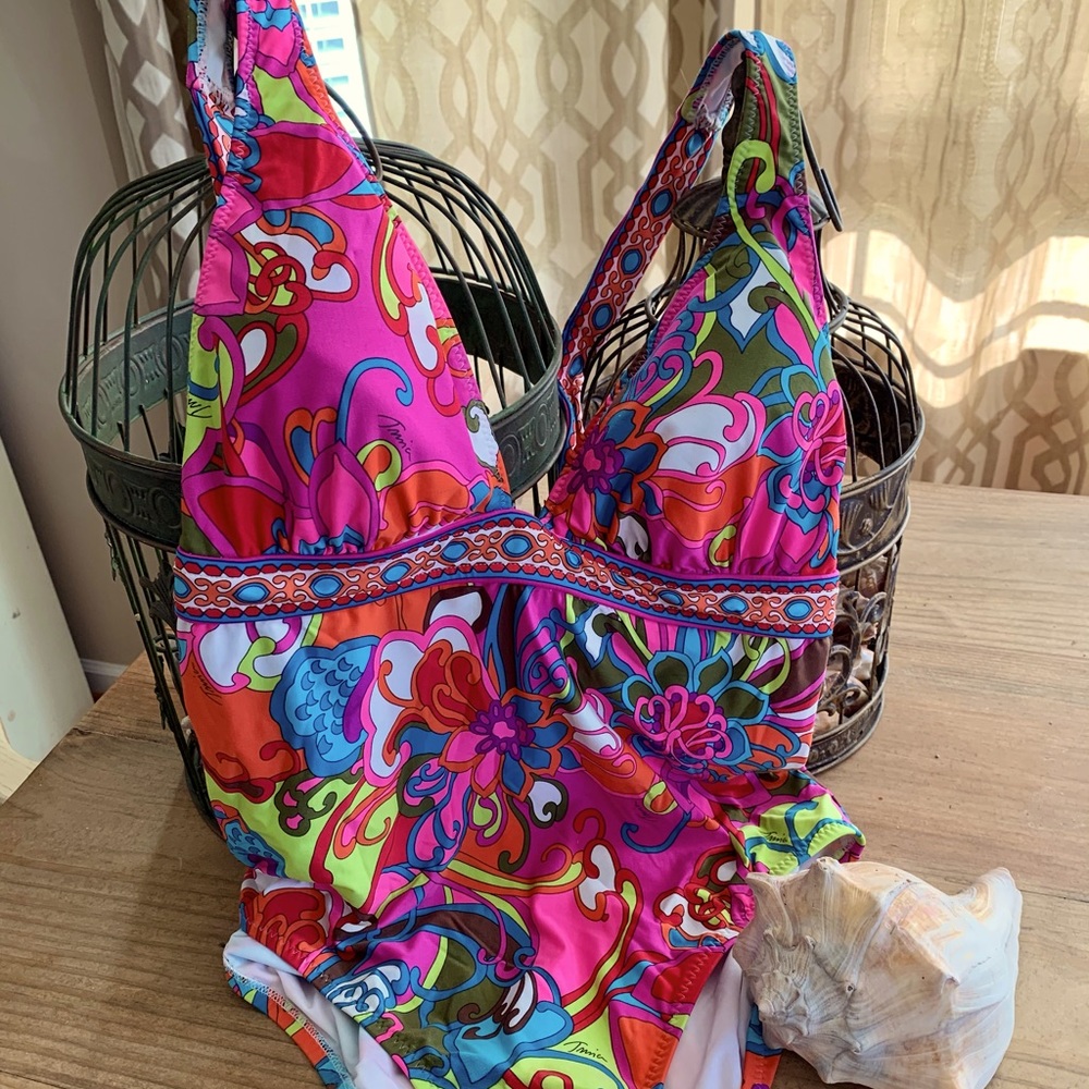 Trina Turk one piece swimsuit size 12 boho chic